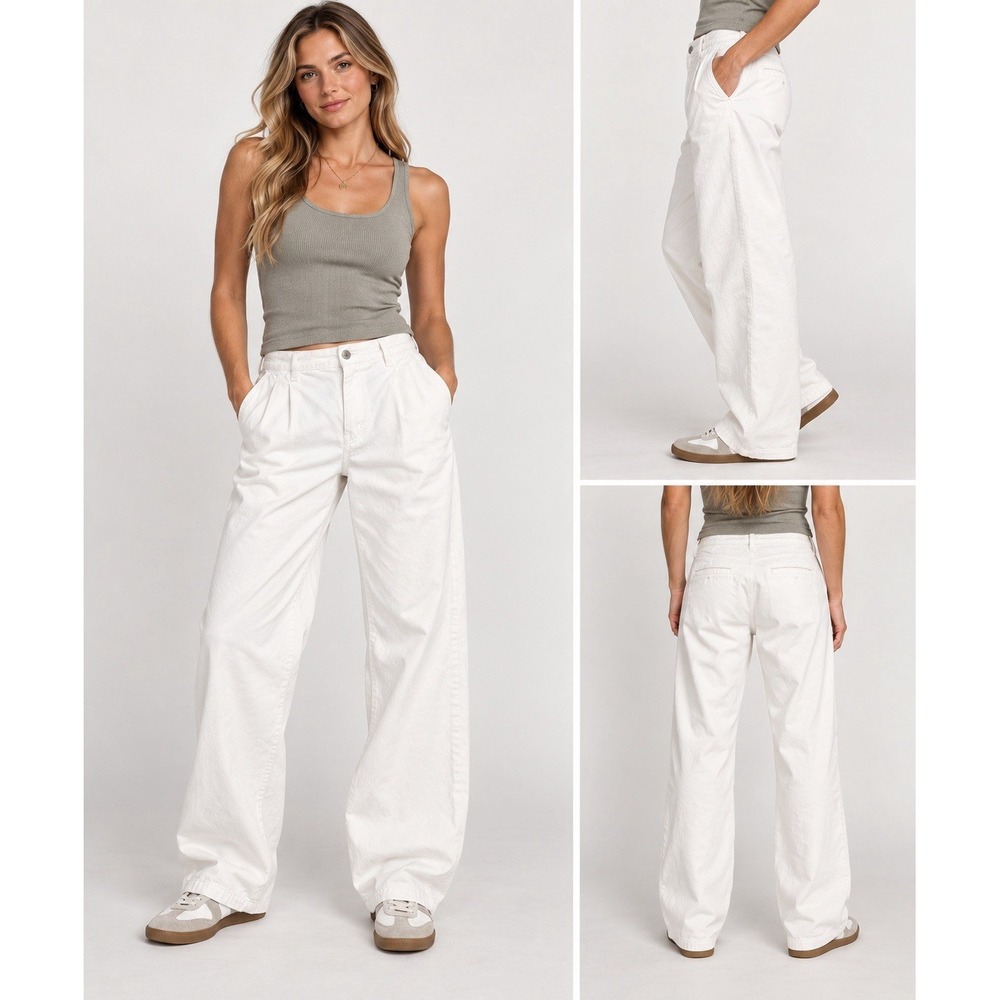 madewell baggy straight jeans white trousers 33